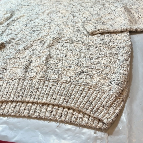 Method cowl button turtle neck Sweater mens M speckled beige tan chunky knit - Picture 6 of 16